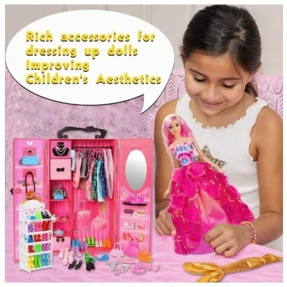 105 Piece Set Fashion Doll‎ Clothing Barbie Outfits Wardrobe Closet Accessories